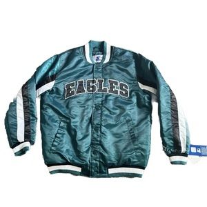 NWT Philadelphia Eagles Starter Bomber Jacket Snap Down Size Small Green